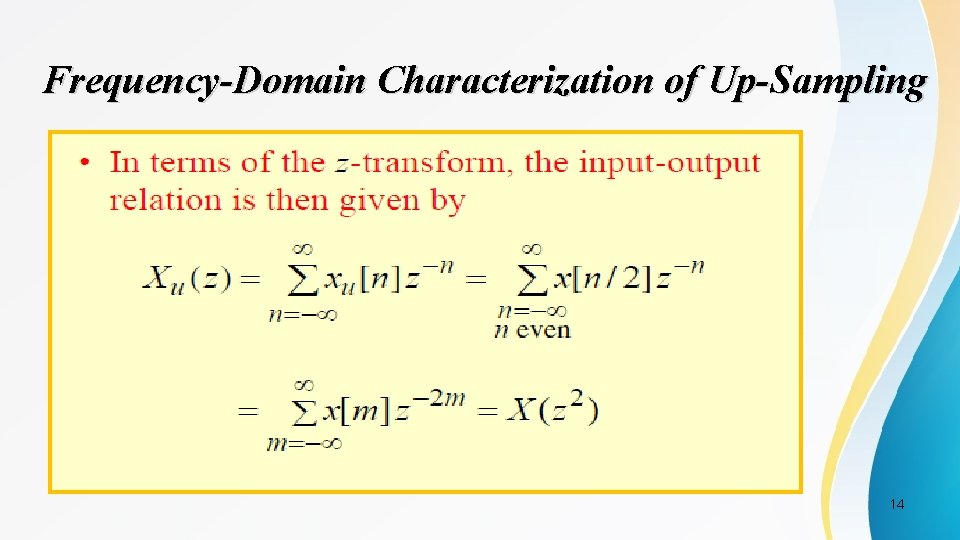 Frequency-Domain Characterization of Up-Sampling 14 