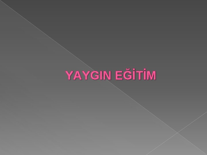 YAYGIN EĞİTİM 