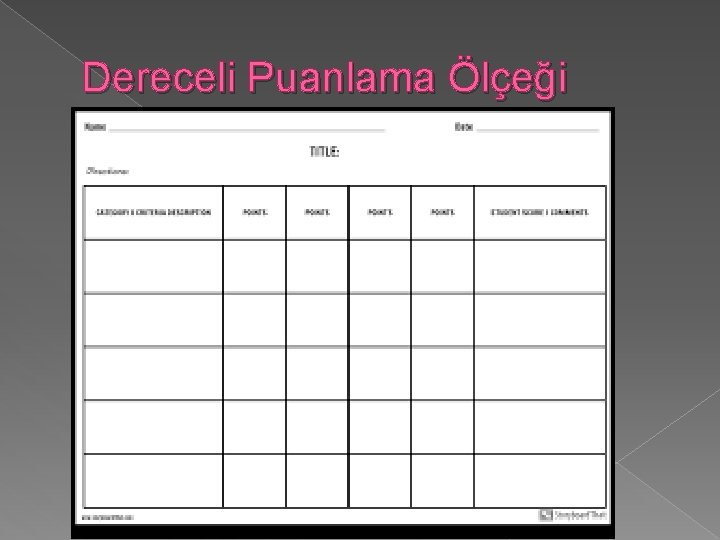 Dereceli Puanlama Ölçeği 