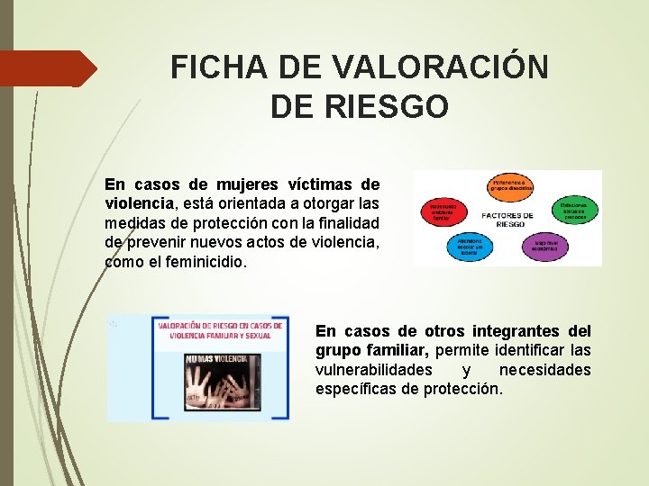 FICHA DE VALORACIÓN DE RIESGO En casos de mujeres víctimas de violencia, está orientada FICHA DE VALORACIÓN DE RIESGO En casos de mujeres víctimas de violencia, está orientada