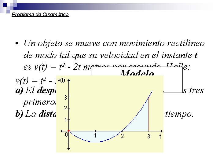 Problema de Cinemática • Un objeto se mueve con movimiento rectilíneo de modo tal