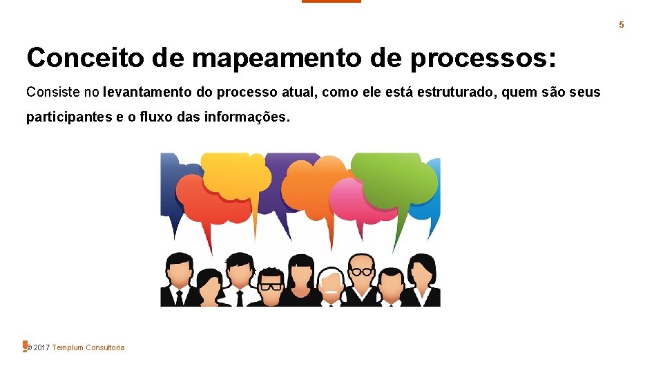 5 Conceito de mapeamento de processos: Consiste no levantamento do processo atual, como ele