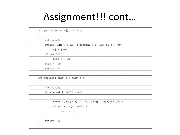 Assignment!!! cont… 