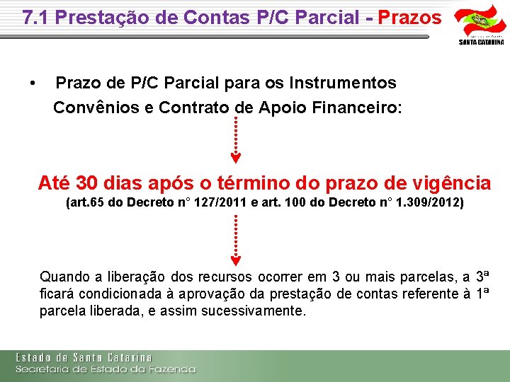 7. 1 Prestação de Contas P/C Parcial - Prazos • Prazo de P/C Parcial 7. 1 Prestação de Contas P/C Parcial - Prazos • Prazo de P/C Parcial