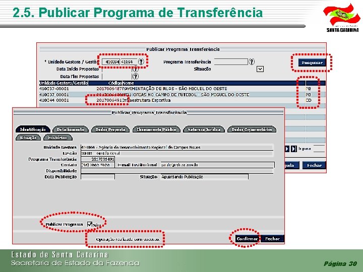 2. 5. Publicar Programa de Transferência Página 30 2. 5. Publicar Programa de Transferência Página 30