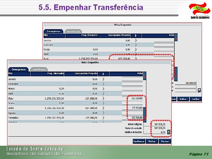 5. 5. Empenhar Transferência Página 71 5. 5. Empenhar Transferência Página 71