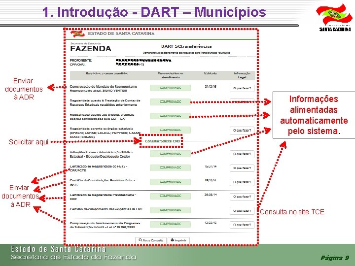 1. Introdução - DART – Municípios Enviar documentos à ADR Informações alimentadas automaticamente 1. Introdução - DART – Municípios Enviar documentos à ADR Informações alimentadas automaticamente