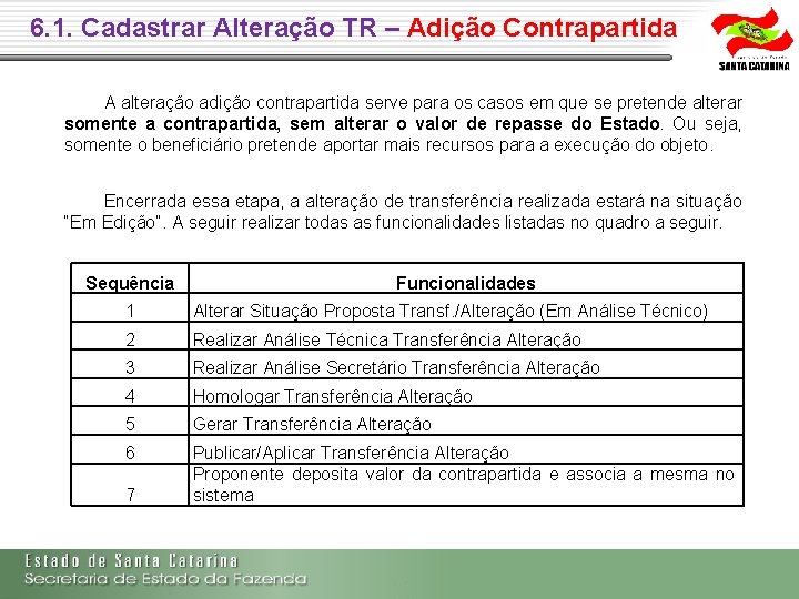6. 1. Cadastrar Alteração TR – Adição Contrapartida A alteração adição contrapartida serve para 6. 1. Cadastrar Alteração TR – Adição Contrapartida A alteração adição contrapartida serve para