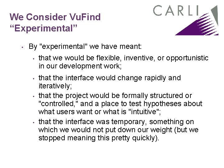 We Consider Vu. Find “Experimental” • By "experimental" we have meant: • • that We Consider Vu. Find “Experimental” • By "experimental" we have meant: • • that