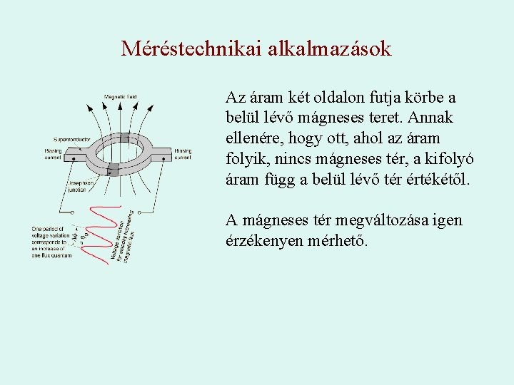 Méréstechnikai alkalmazások Az áram két oldalon futja körbe a belül lévő mágneses teret. Annak