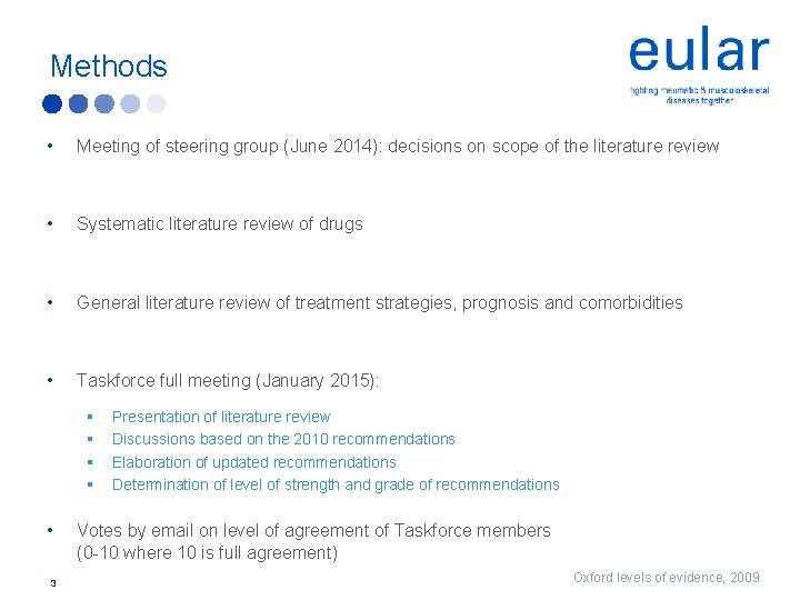 Methods • Meeting of steering group (June 2014): decisions on scope of the literature