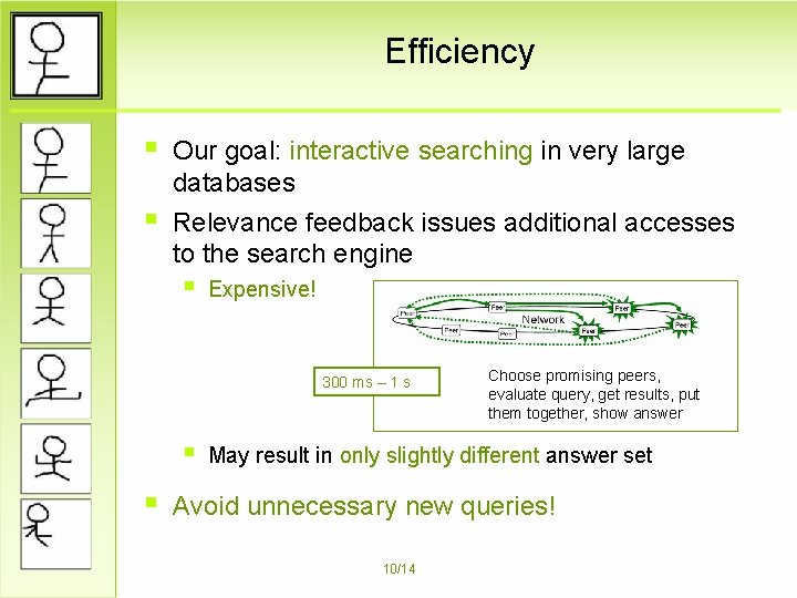 Efficiency § § Our goal: interactive searching in very large databases Relevance feedback issues