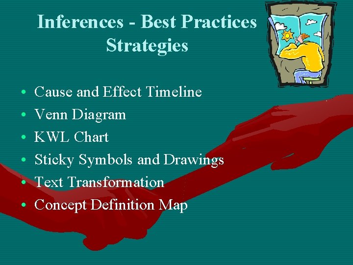 Inferences - Best Practices Strategies • • • Cause and Effect Timeline Venn Diagram