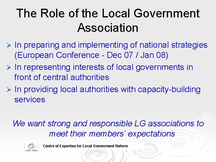 The Role of the Local Government Association In preparing and implementing of national strategies