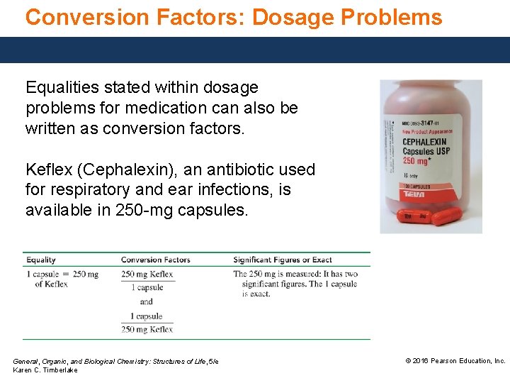 Conversion Factors: Dosage Problems Equalities stated within dosage problems for medication can also be