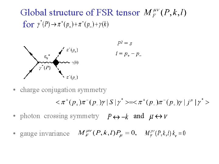 Global structure of FSR tensor for P 2 = s e * • charge