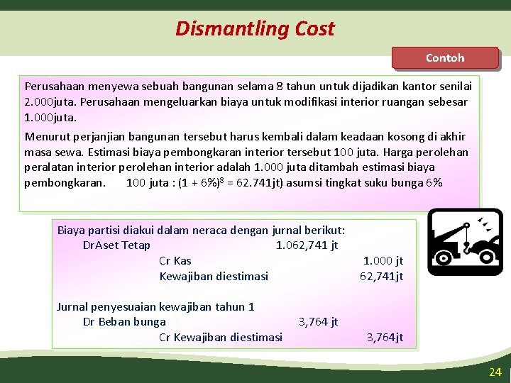 Dismantling Cost Contoh Perusahaan menyewa sebuah bangunan selama 8 tahun untuk dijadikan kantor senilai