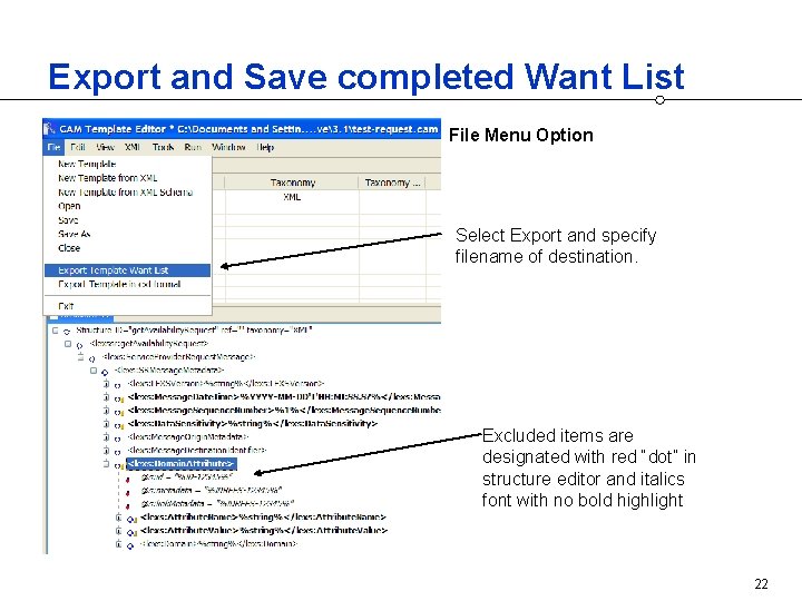 Export and Save completed Want List File Menu Option Select Export and specify filename