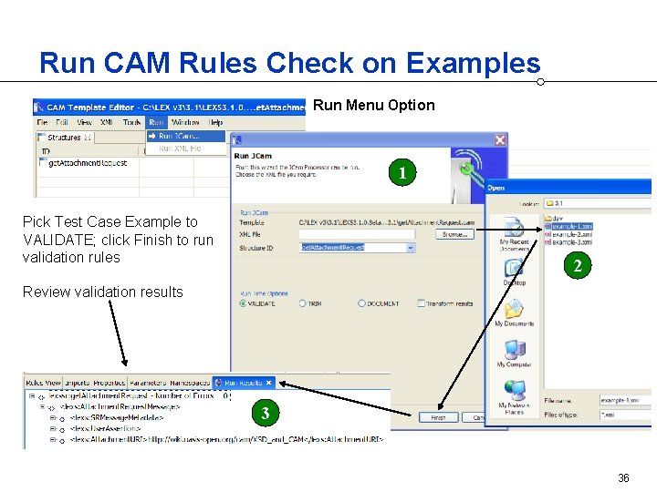 Run CAM Rules Check on Examples Run Menu Option 1 Pick Test Case Example