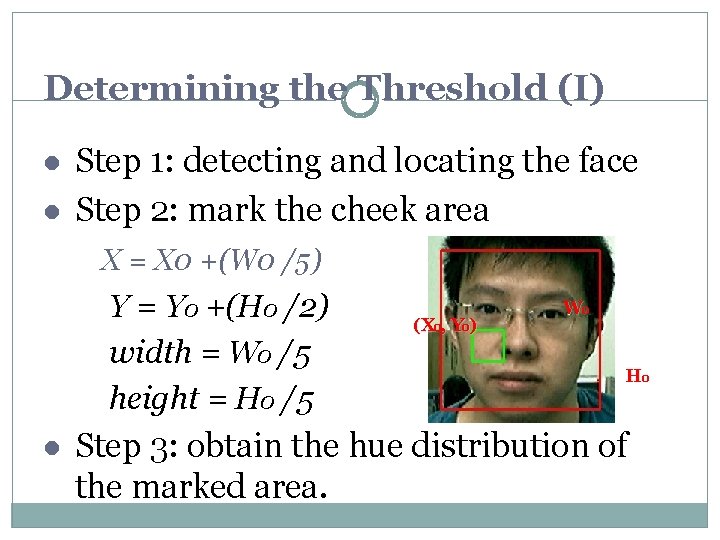 Determining the Threshold (I) l l Step 1: detecting and locating the face Step Determining the Threshold (I) l l Step 1: detecting and locating the face Step