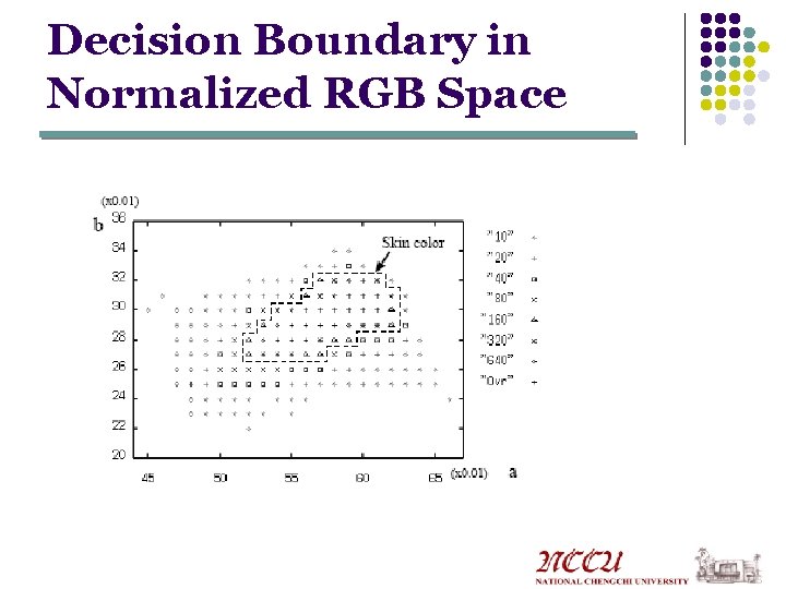Decision Boundary in Normalized RGB Space Decision Boundary in Normalized RGB Space