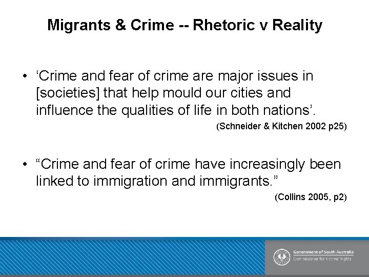 Migrants & Crime -- Rhetoric v Reality • ‘Crime and fear of crime are