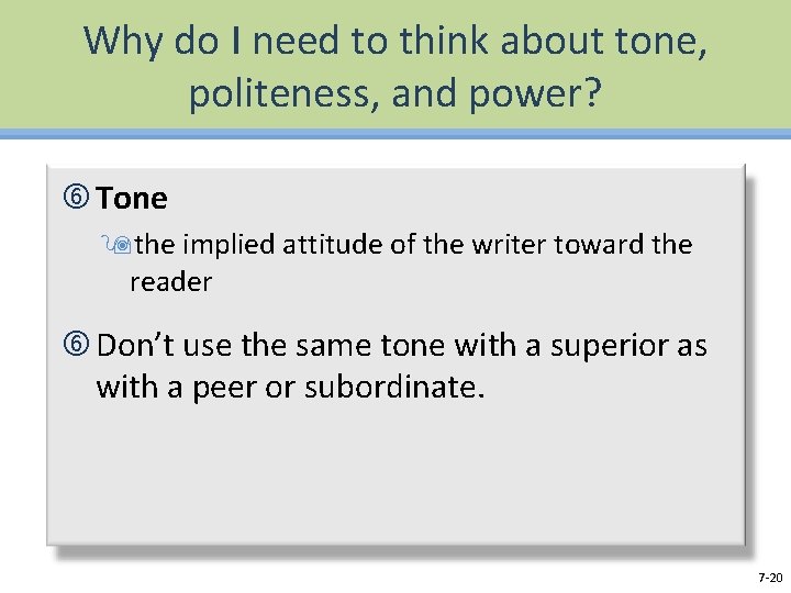 Why do I need to think about tone, politeness, and power? Tone 9 the