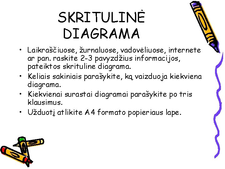 SKRITULINĖ DIAGRAMA • Laikraščiuose, žurnaluose, vadovėliuose, internete ar pan. raskite 2 -3 pavyzdžius informacijos,