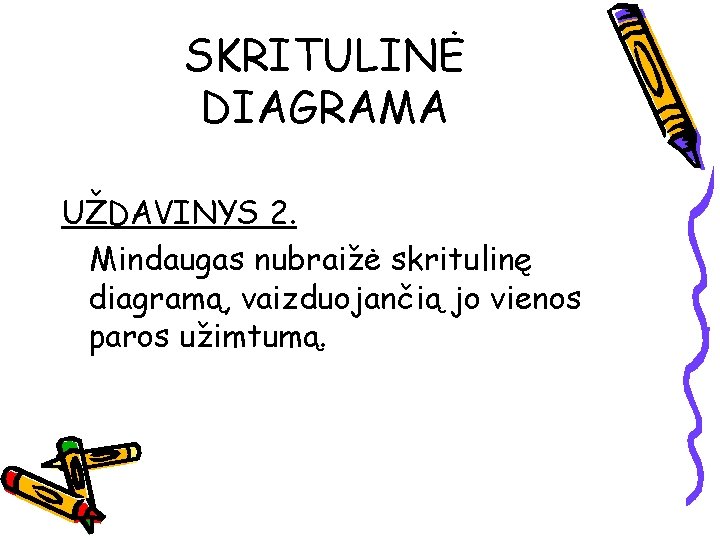 SKRITULINĖ DIAGRAMA UŽDAVINYS 2. Mindaugas nubraižė skritulinę diagramą, vaizduojančią jo vienos paros užimtumą. 