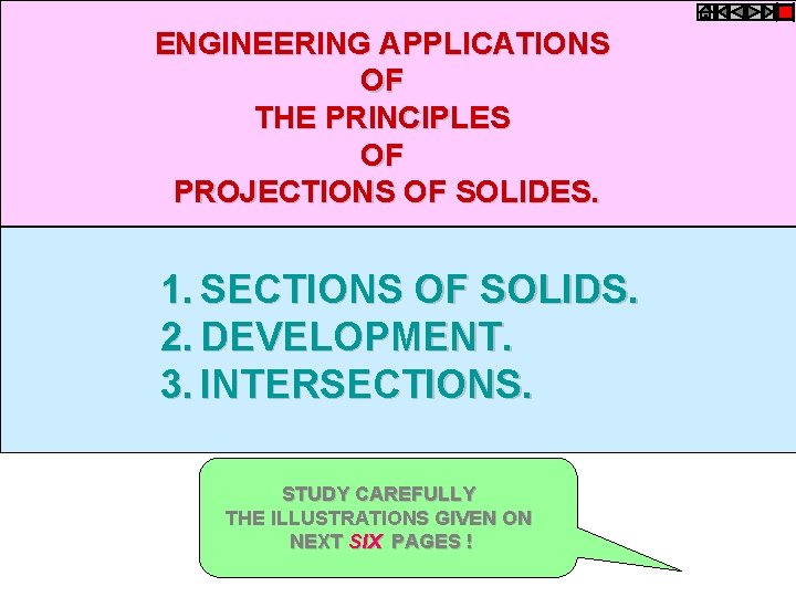 ENGINEERING APPLICATIONS OF THE PRINCIPLES OF PROJECTIONS OF SOLIDES. 1. SECTIONS OF SOLIDS. 2.