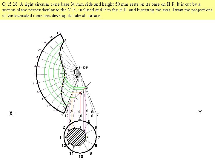 Q 15. 26: A right circular cone base 30 mm side and height 50