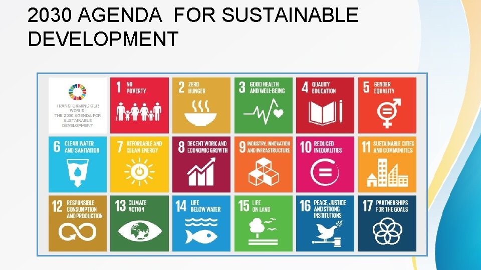 2030 AGENDA FOR SUSTAINABLE DEVELOPMENT 