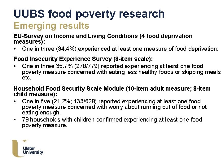 UUBS food poverty research Emerging results EU-Survey on Income and Living Conditions (4 food