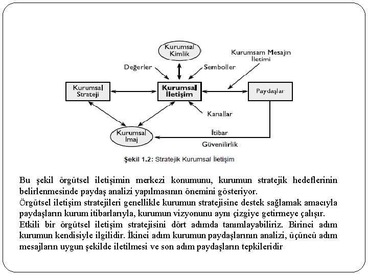 Bu şekil örgütsel iletişimin merkezi konumunu, kurumun stratejik hedeflerinin belirlenmesinde paydaş analizi yapılmasının önemini