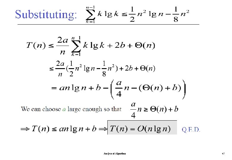 Analysis of Algorithms 47 