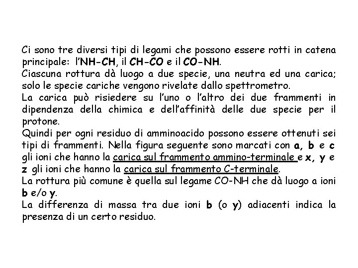Ci sono tre diversi tipi di legami che possono essere rotti in catena principale: