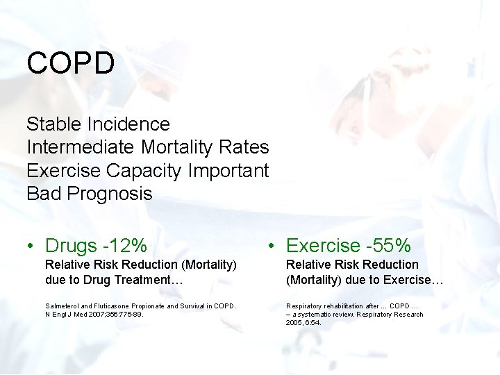 COPD Stable Incidence Intermediate Mortality Rates Exercise Capacity Important Bad Prognosis • Drugs -12%