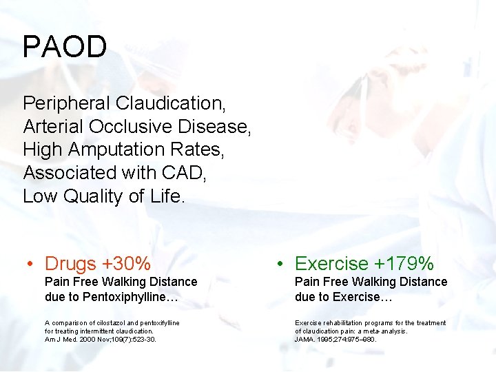 PAOD Peripheral Claudication, Arterial Occlusive Disease, High Amputation Rates, Associated with CAD, Low Quality