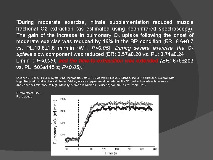 ”During moderate exercise, nitrate supplementation reduced muscle fractional O 2 extraction (as estimated using
