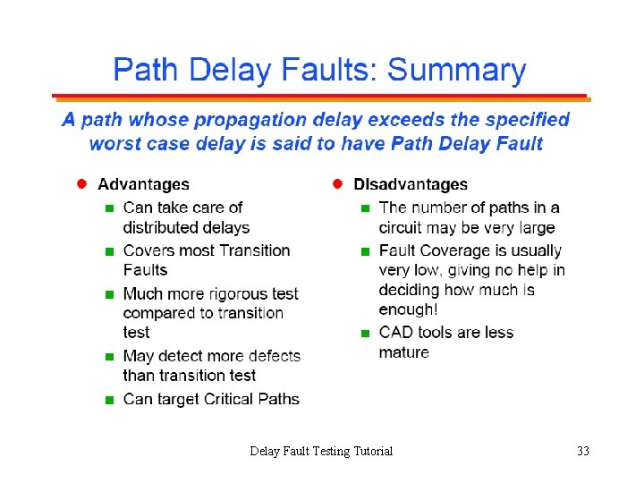 Delay Fault Testing Tutorial 33 