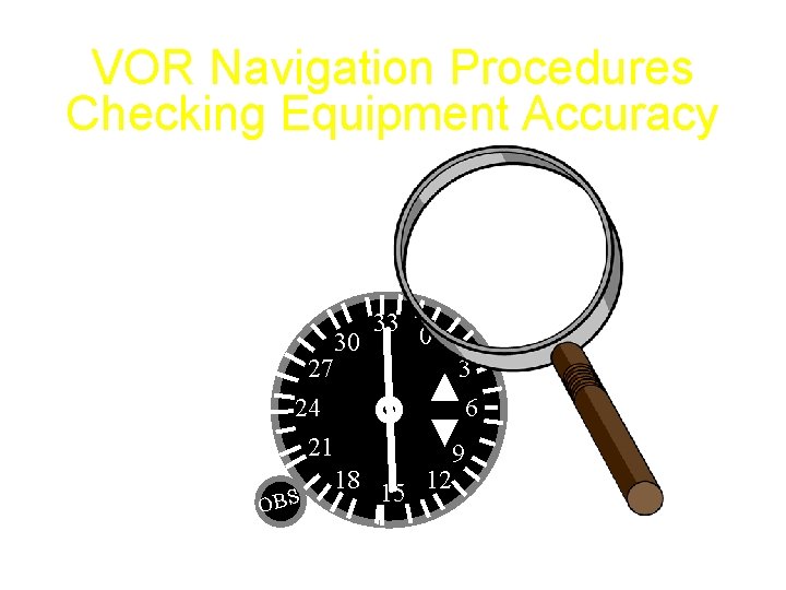 VOR Navigation Procedures Checking Equipment Accuracy • • Ground Checks Air Checks Dual Check
