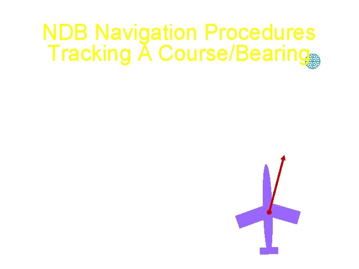 NDB Navigation Procedures Tracking A Course/Bearing • Turn 20 degrees towards the pointer. 