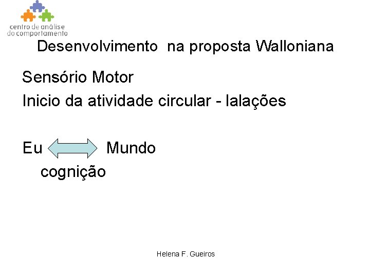 Desenvolvimento na proposta Walloniana Sensório Motor Inicio da atividade circular - lalações Eu Mundo