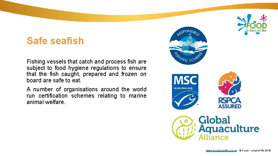 Safe seafish Fishing vessels that catch and process fish are subject to food hygiene