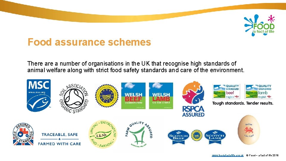 Food assurance schemes There a number of organisations in the UK that recognise high