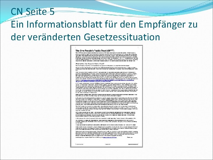 CN Seite 5 Ein Informationsblatt für den Empfänger zu der veränderten Gesetzessituation 