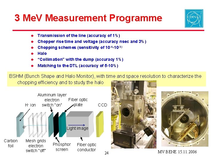 3 Me. V Measurement Programme u u u Transmission of the line (accuracy of