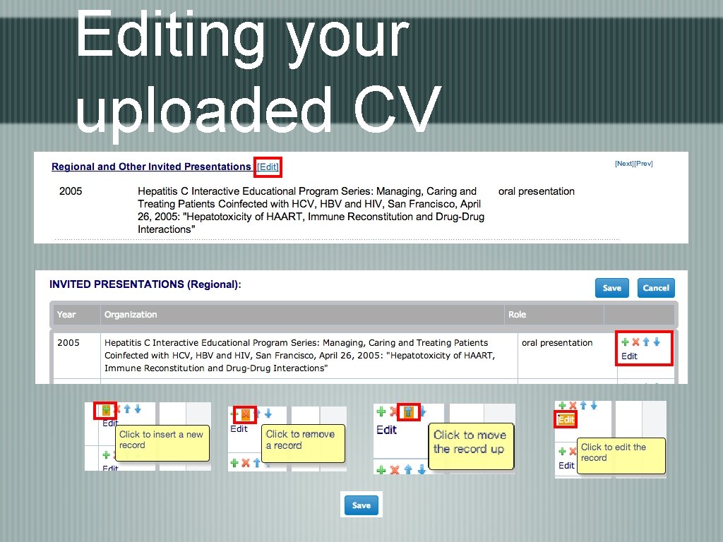 Editing your uploaded CV ` 