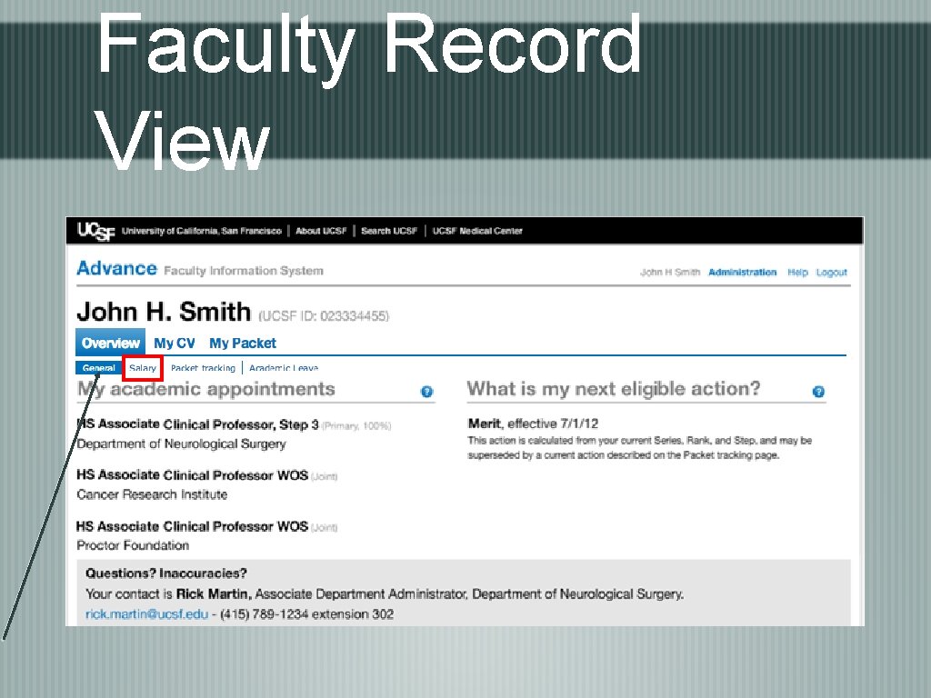 Faculty Record View 