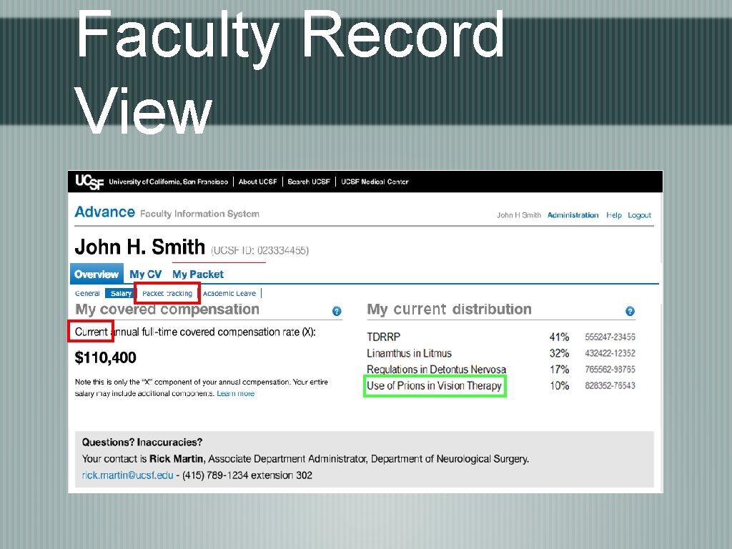 Faculty Record View 